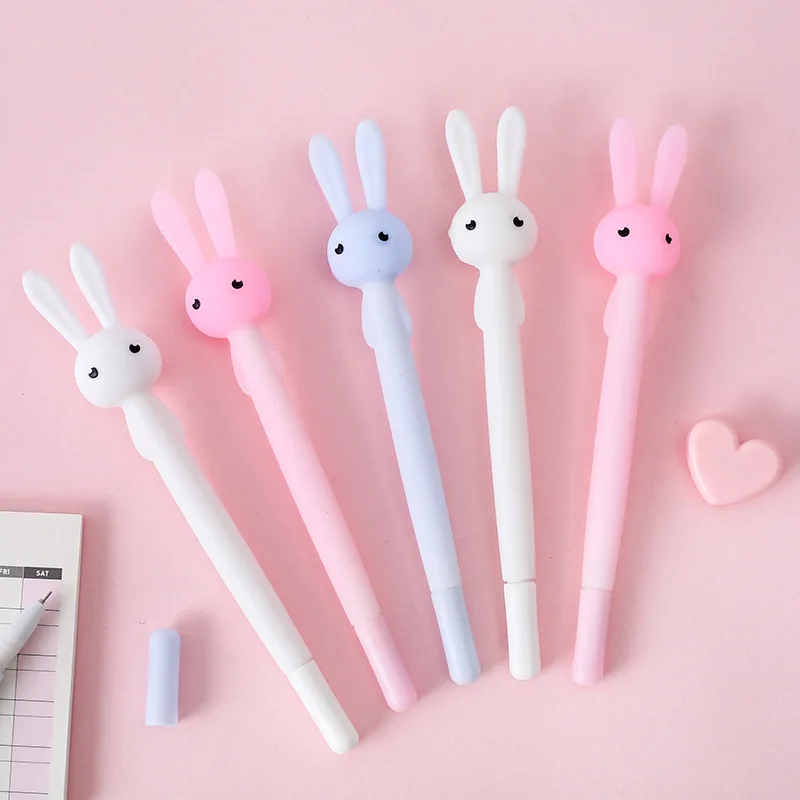 36PCS Popular Student Stationery Creative Gel Pen 2019 Lovely Big Head Rabbit Cartoon Pen Gift Wholesale