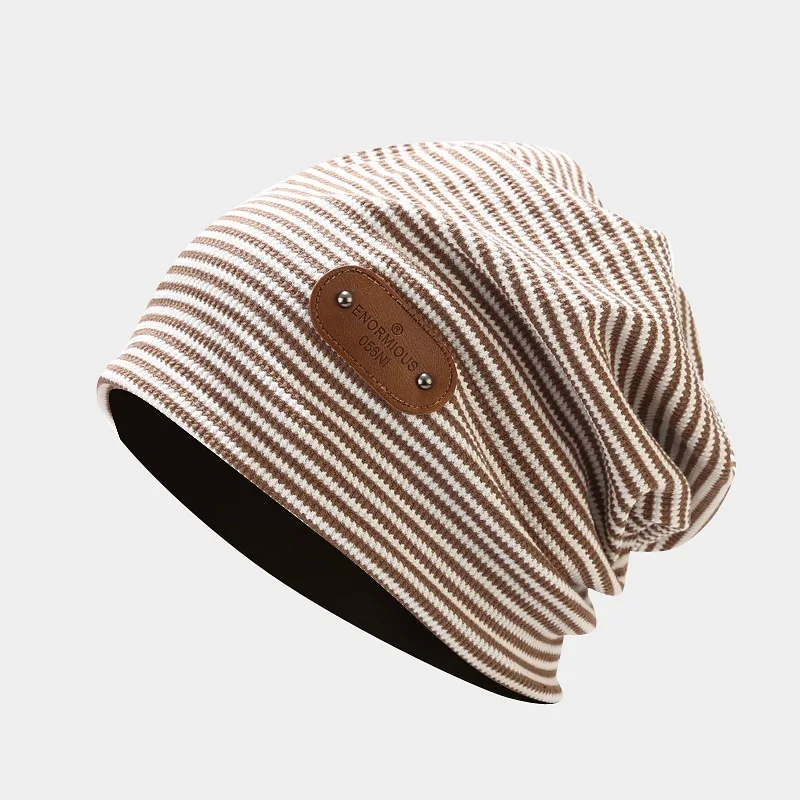 

Striped Print Women Hat Ladies Autumn Winter Hats Fashion Hip-hop Slouchy Beanie Girls Chapeu Feminino Cotton Cap