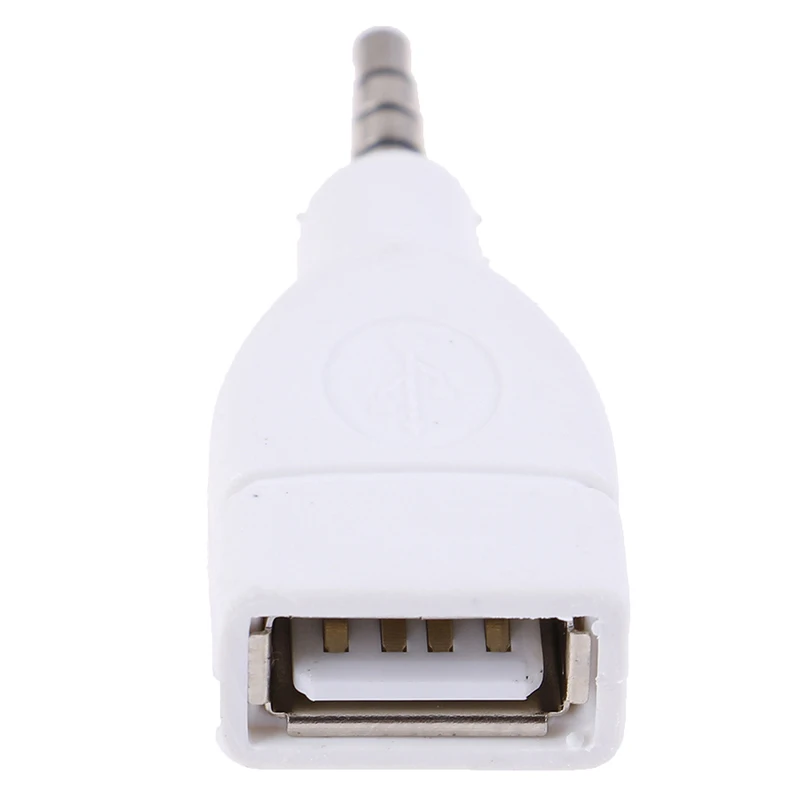 1 Pcs Converter Adapter USB 2.0 Female To 3.5mm Male AUX Audio Car Plug Jack White USB Audio Adapter