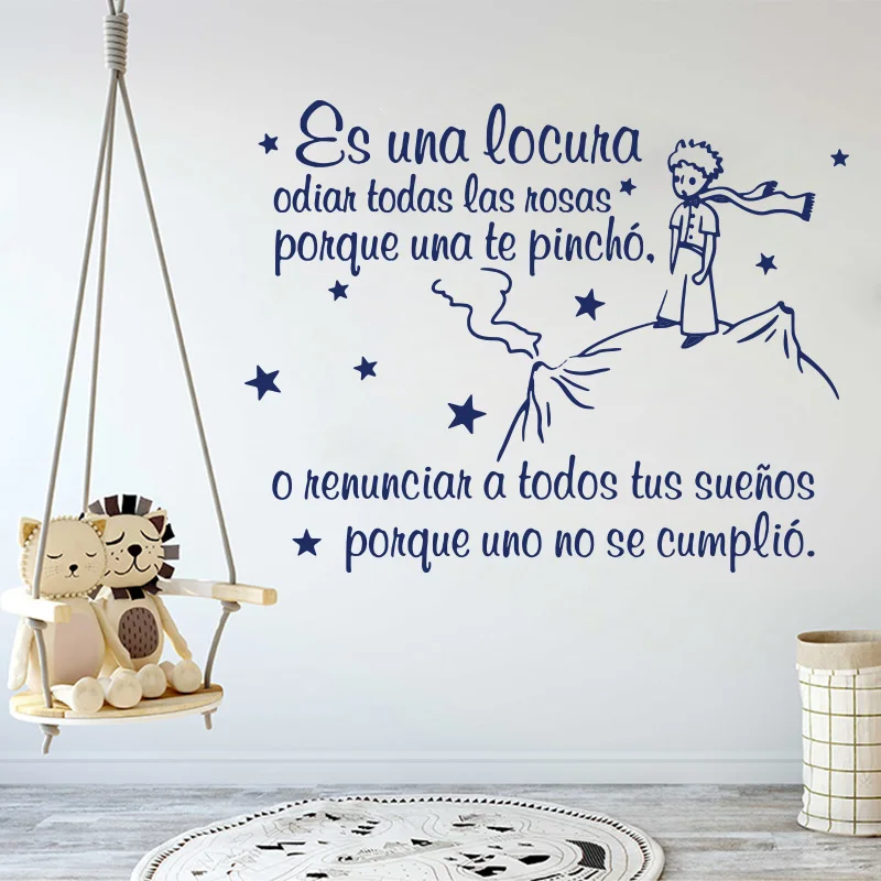 Spanish The Little Prince Wall Sticker El Principito Animal Inspirational Quote Wall Decal Kid Room Baby Nursery Vinyl Home Deco