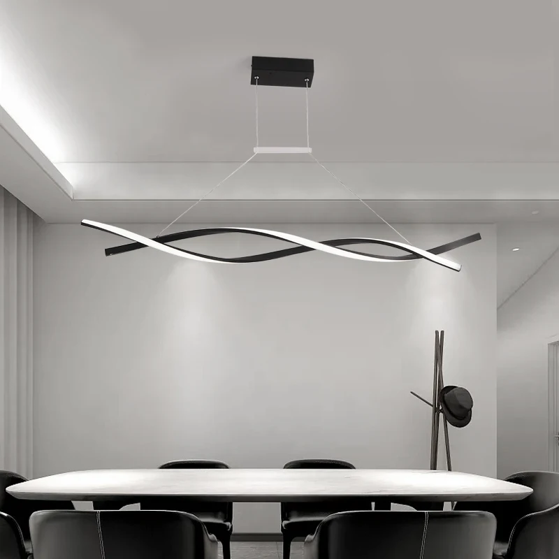 Imagem -04 - Lustre Pendente Moderno para Escritório Sala de Jantar Alumínio Iluminação Suspensa Preto Dourado Branco Luminária Pendente 110240v