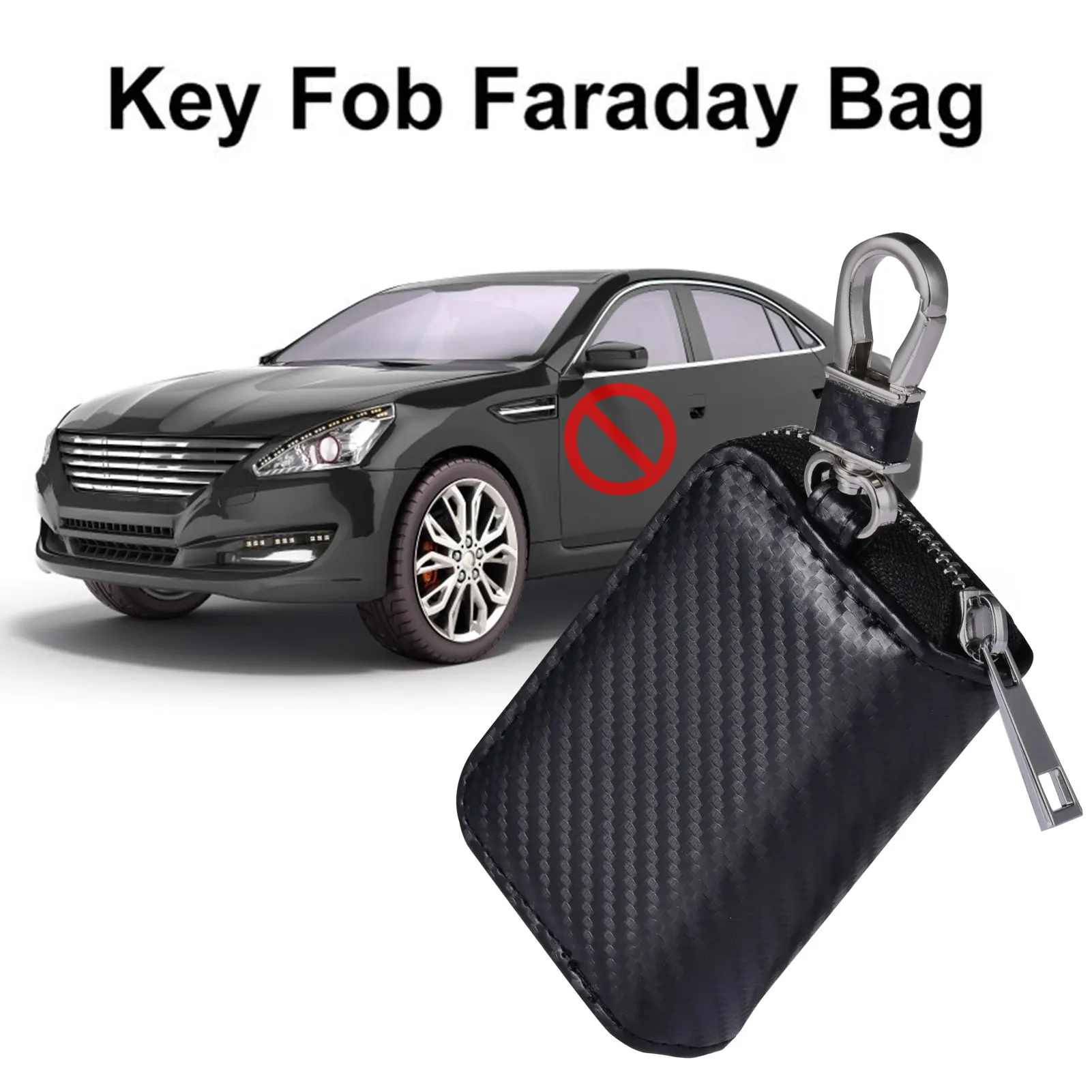 Car Key Signal Blocker Case Faraday Box Anti-Hacking Anti-Theft Key Fob RFID Signal Blocking Bag PU Leather Pouch Case Blocker