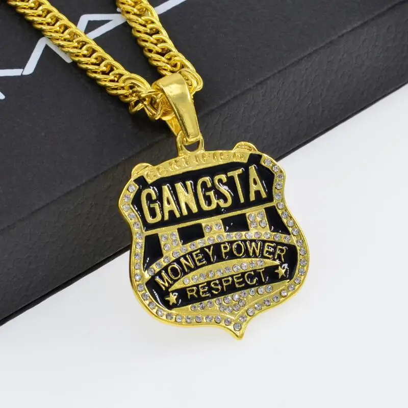 2021 Gangsta Rap models fashion jewelry Europe and the United States big men\'s hip hop badge shape pendant necklace jewelry