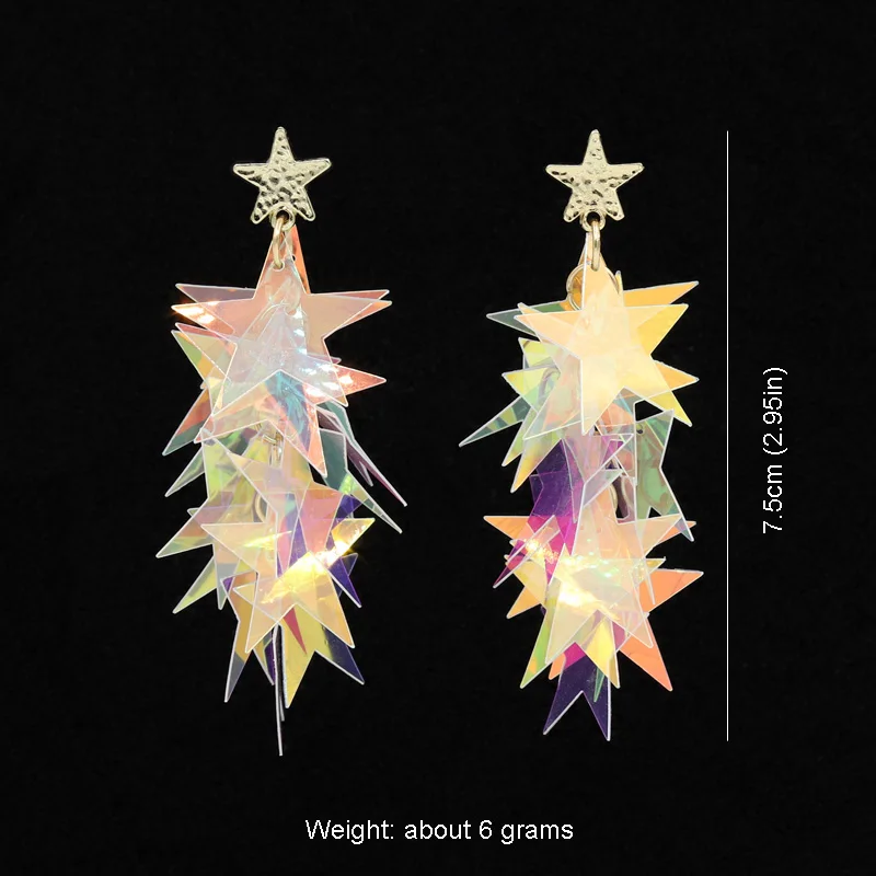 Earrings for Women Sequins Stars Exaggerated Fashion Earrings Female Gift Party Jewelry