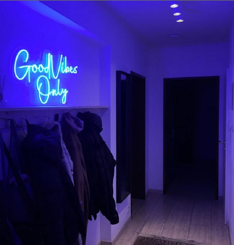 Custom Led Aesthetic Good Vibes Only Flex Light Sign For Home Room Wall Decor Kawaii Anime Cute Bedroom Decoration Mural