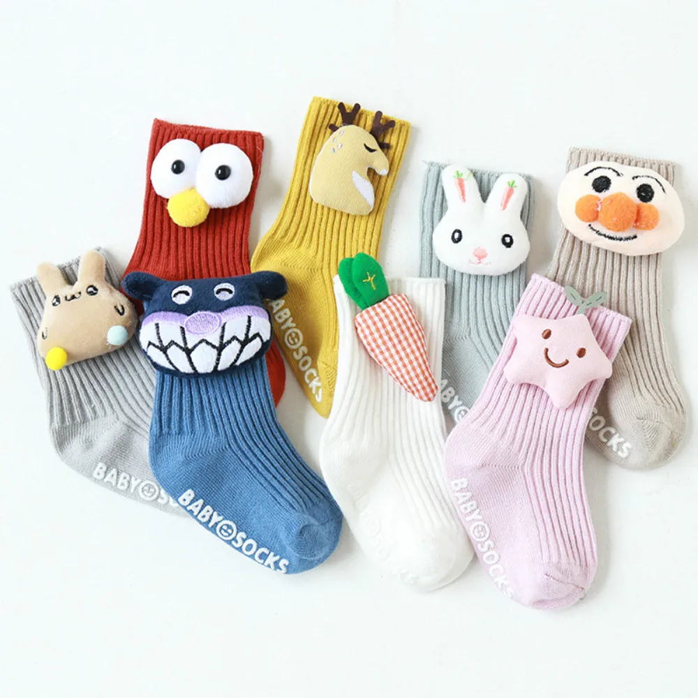 

Baby Socks Animal Big Head Spring And Autumn Cute Doll Cotton Cartoon Boys Girls Toddler Floor Socks Vertical Stripe Anti Slip