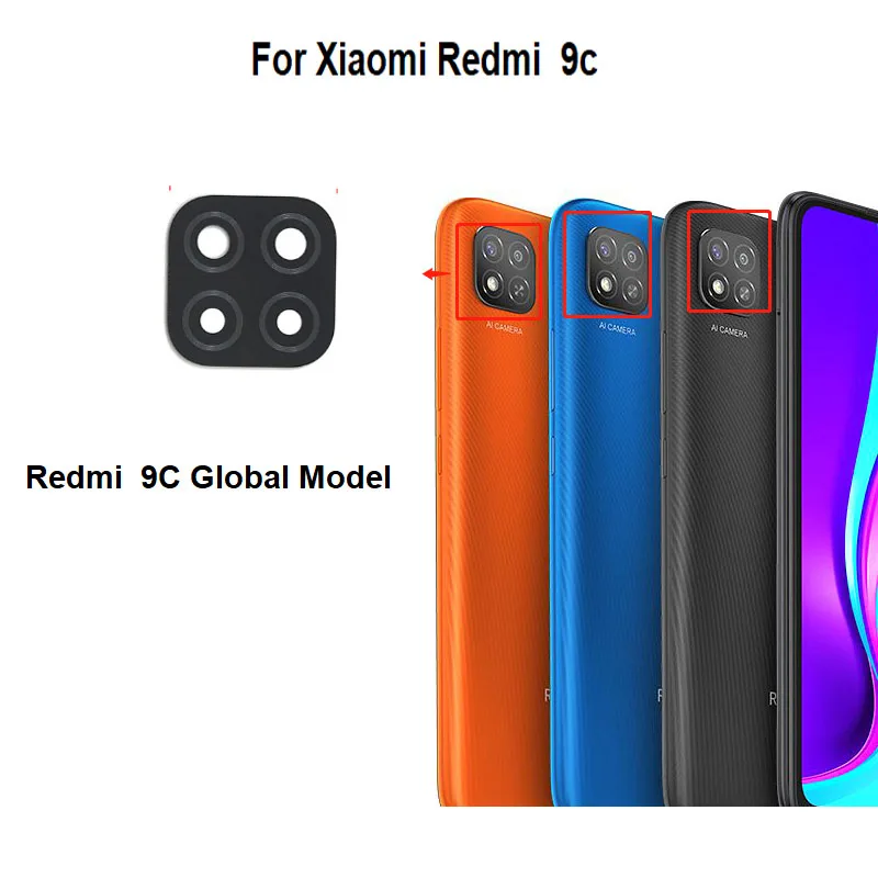 New Back Glass For Xiaomi Redmi 9C Rear Camera Lens With Glue Sticker Adhesive NFC Global Model