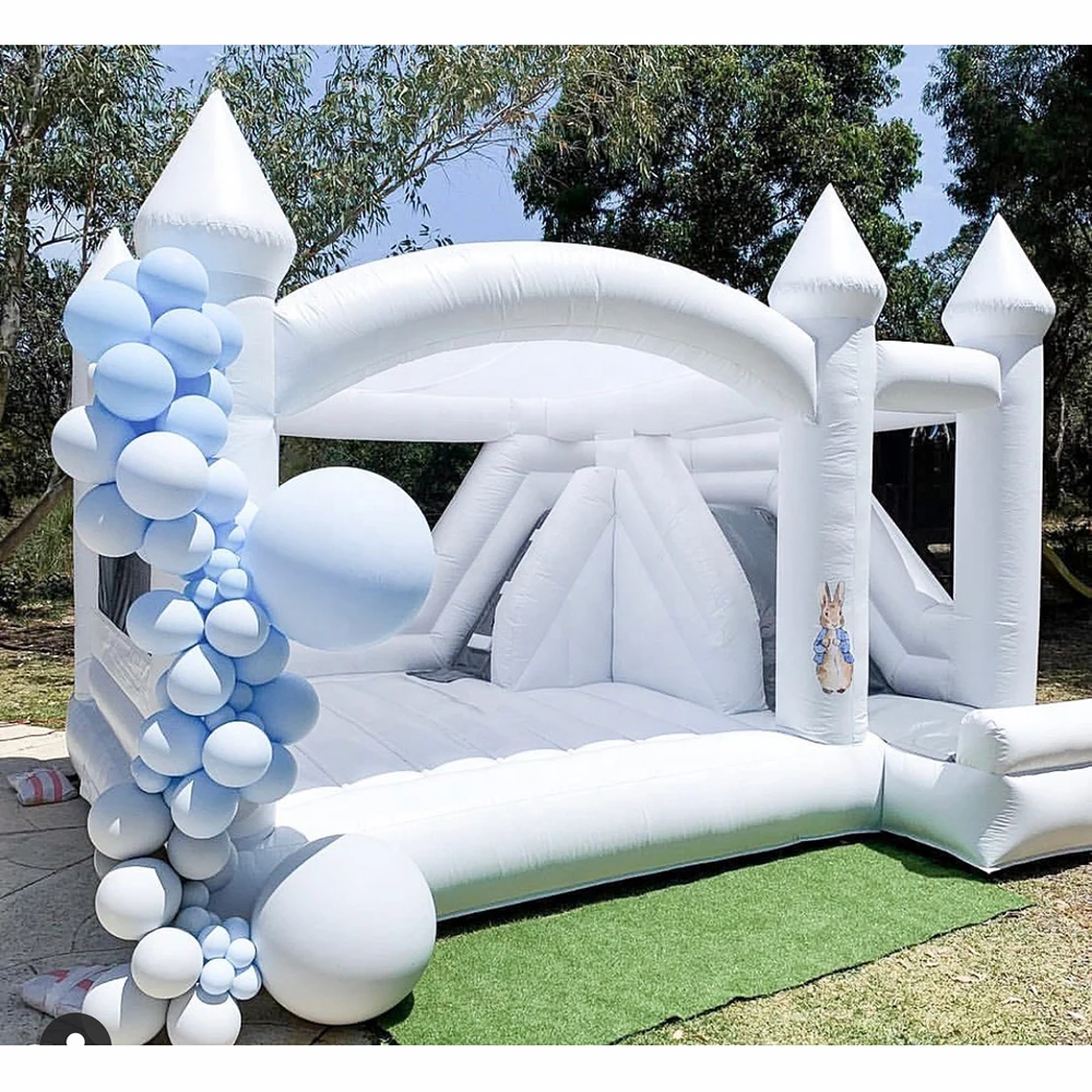 Castillo inflable de PVC para boda, casa de salto con tobogán, cama con soplador, envío gratis