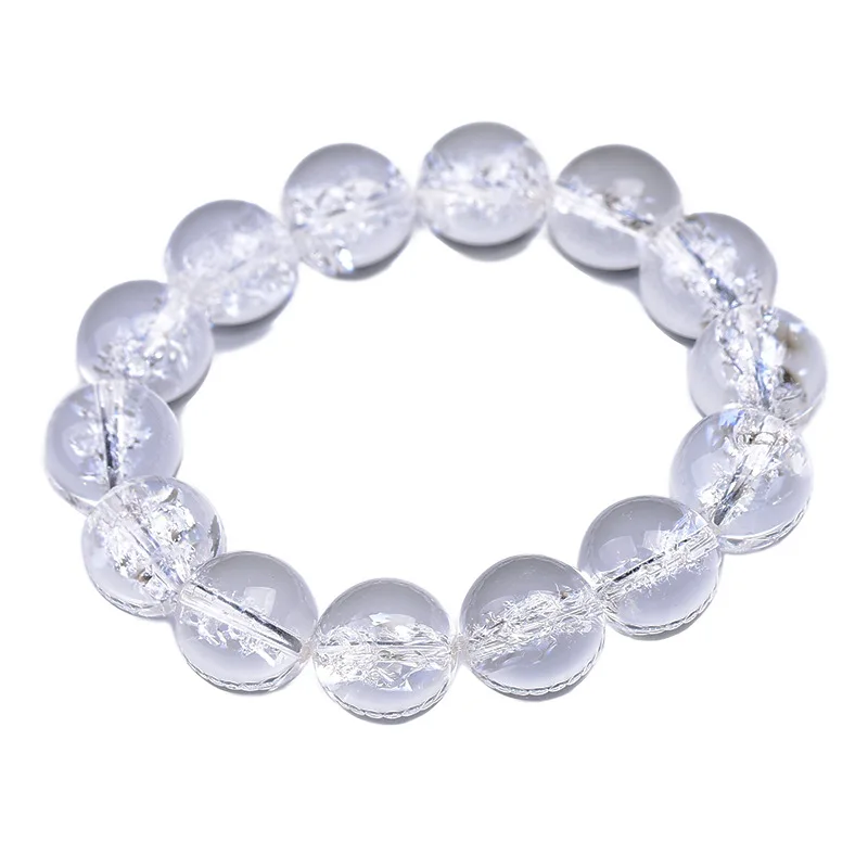 Natural Himalaya Rock White Quartz Crystal Women Men Crystal Bracelet Himalayan Rock clear quartz Round Beads 10-16mm AAAAA