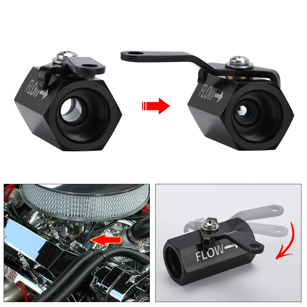 1Pcs AN6 AN8 AN10 AN12 Aluminum Inline Fuel Filter Shut Off Valve Cut Off /ON able Lever Black