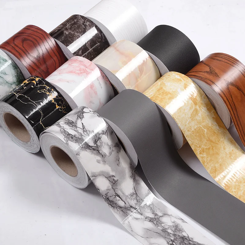 5M 1 Roll Self-adhesive Baseboard Wall Stickers Solid Color Corner PVC Waterproof Windowsill Waist Line Tile Transmission Line