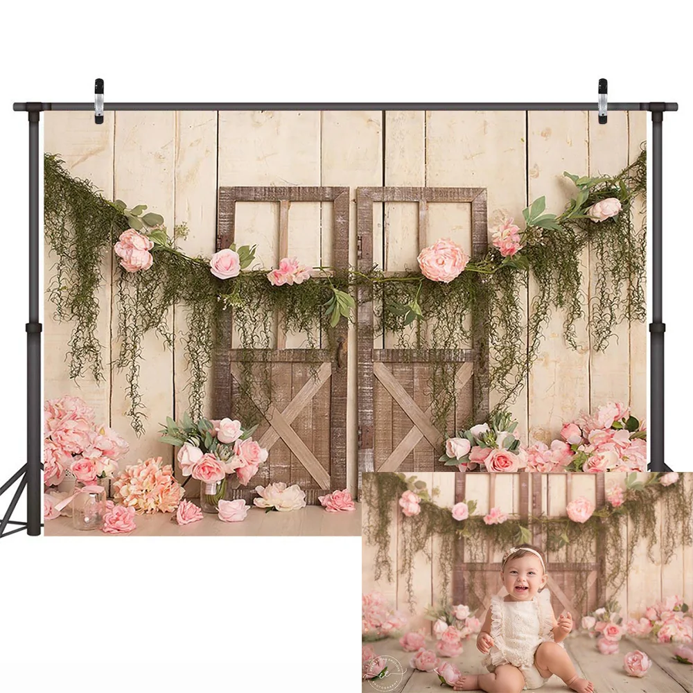 Ретро дверной тематический торт Smash фон для фотосессии цветы винтажный детский портретный фон для новорожденных на день рождения