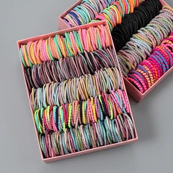 Neue 100 teile/los Haar bands Mädchen Candy Farbe Elastische Gummiband haarband Kind Baby Stirnband Scrunchie Haar Zubehör für haar