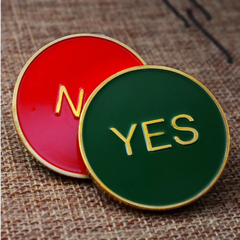 

10 Pieces Yes/No Commemorative Lacquered Metal Badge Copper Coin Crafts For Decision-making divination Game Coin Challenge Coin