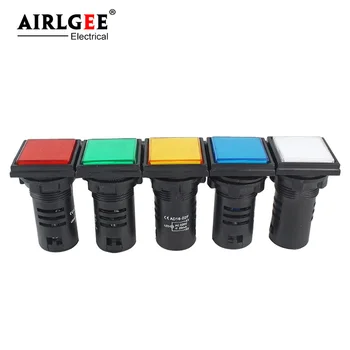 Di alta qualità AD16-22F rosso verde giallo blu bianco quadrato LED luce di indicatore del segnale 220V 12v 24V di installazione apertura 22 MILLIMETRI