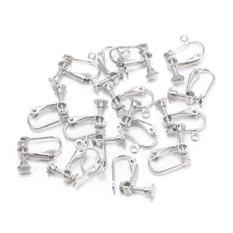 10pcs/lot Zinc Alloy Screw Ear Clip Non-Pierced Earring Converter  Earrings Jewelry DIY Making Findings Handmade Accessories