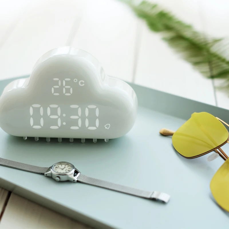 

C2 Cloud Alarm Clock kids light LED Table Voice Control Digital Despertador USB Powered Electronic Desktop Clocks Wake Up Clock