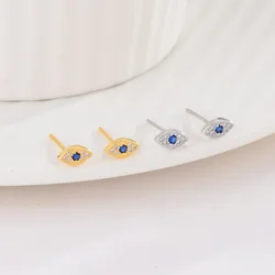 925 Sterling Silver Zircon Blue Evil Eye Stud Earrings Women Classic Temperament Wedding Jewelry Accessories