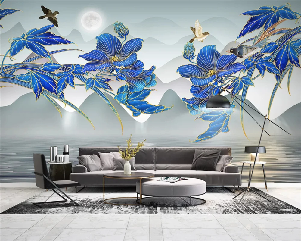 

Beibehang шелковистые обои на заказ, современные легкие роскошные золотые тисненые линии, цветы, скандинавский фон, обои, домашний декор