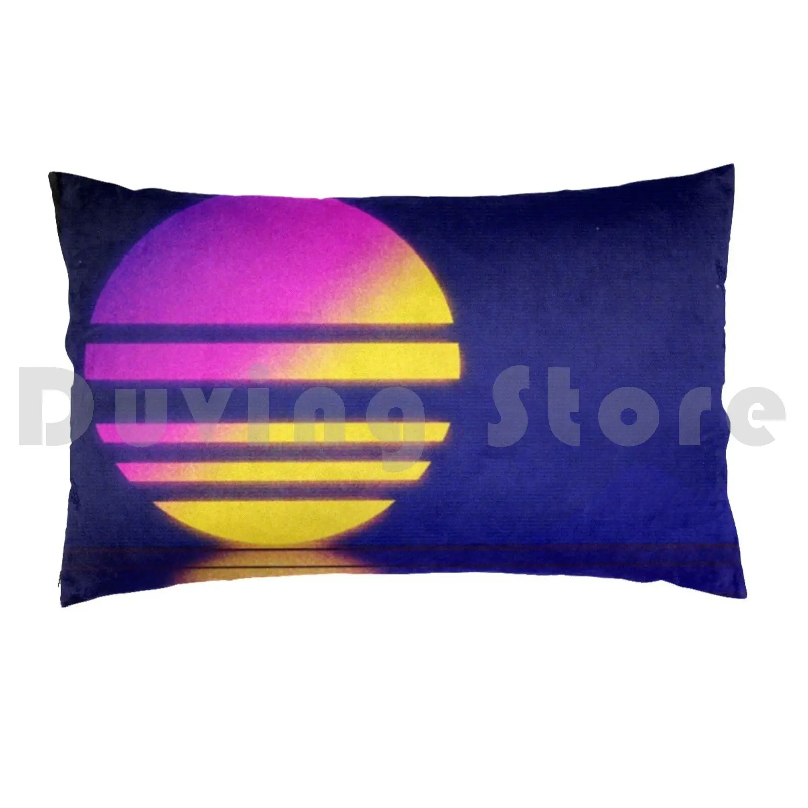 Retrowave Sun Pillow Case Printed 50x75 Synthwave 80s Retro Sun Outrun Aesthetic Eighties Tecnho Retrowave