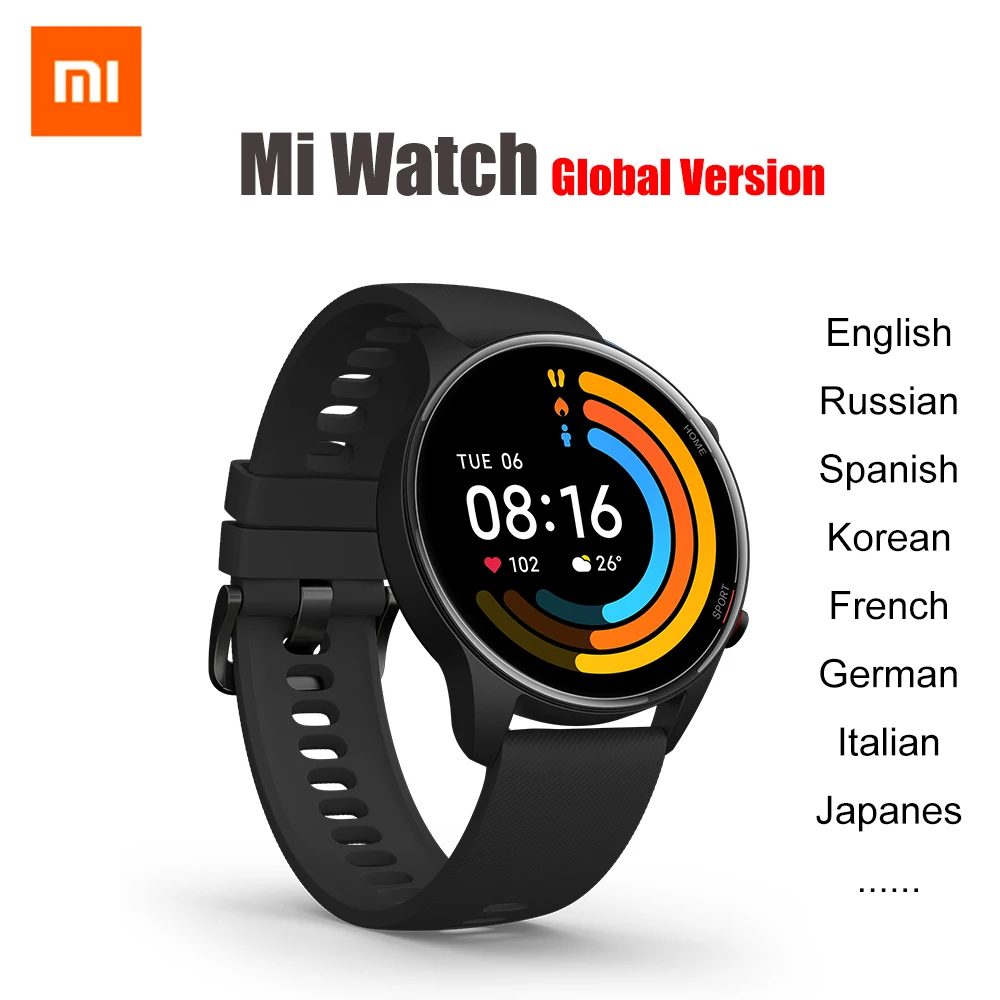 Global Version Xiaomi Mi Watch Blood Oxygen GPS Bluetooth 5.0 Fitness Heart Rate Monitor 5ATM Waterproof Mi Smart Watch