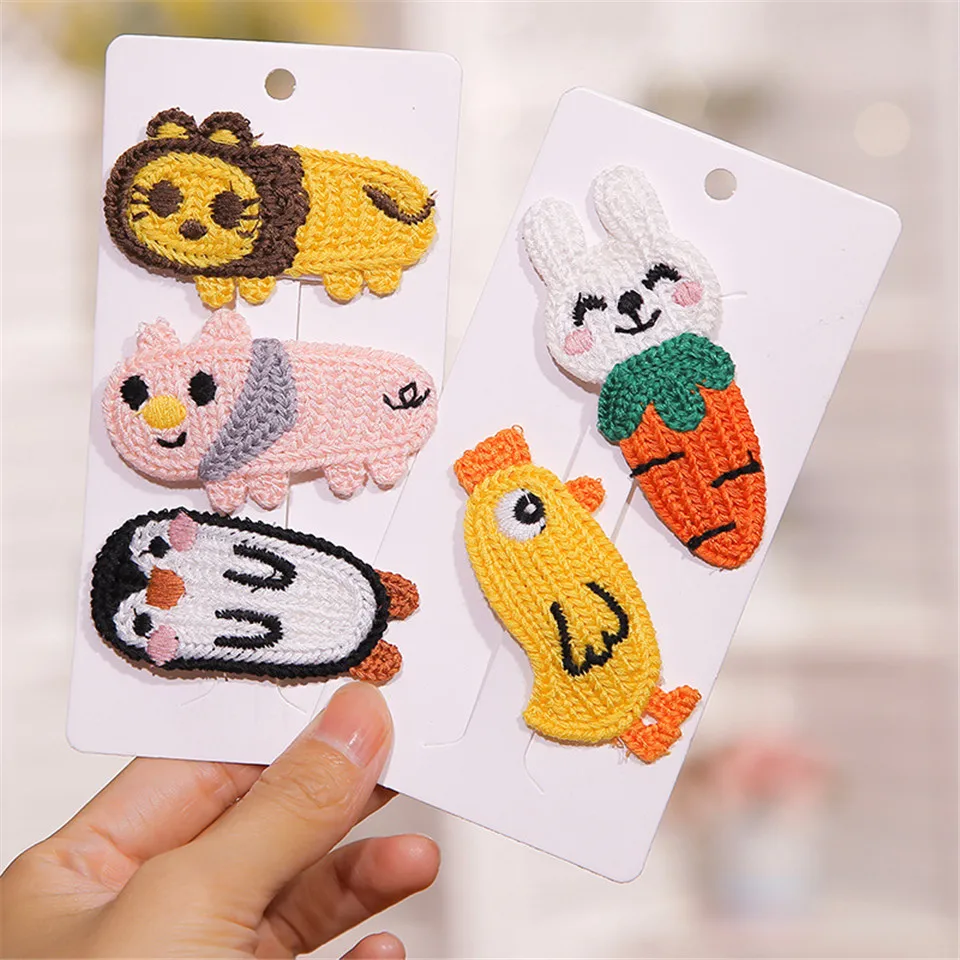 Cartoon Handmade Woolen Animal Hairpin Hair Accessories For Girls Hair Clips Children Glitter Felt Fabric Hairclip Cat Barrettes