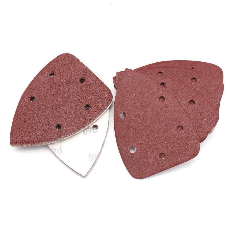 

40 60 80 100 120 400 Grit Red Color Triangular Sand Disc For Polishing Grinding Triangle Flocking Sandpaper 140*140*90mm 5 Hole