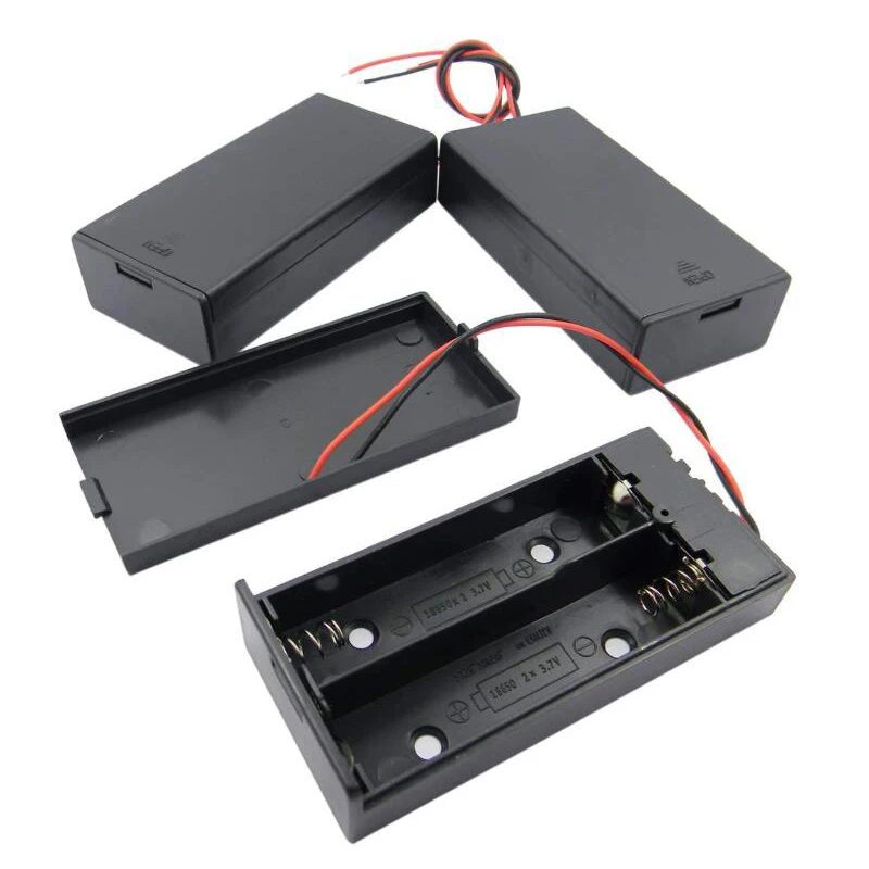 Wholesale New Plastic Diy 3.7V 2x 18650 Battery Holder Connector Storage Case Box with ON/OFF Switch with Cover