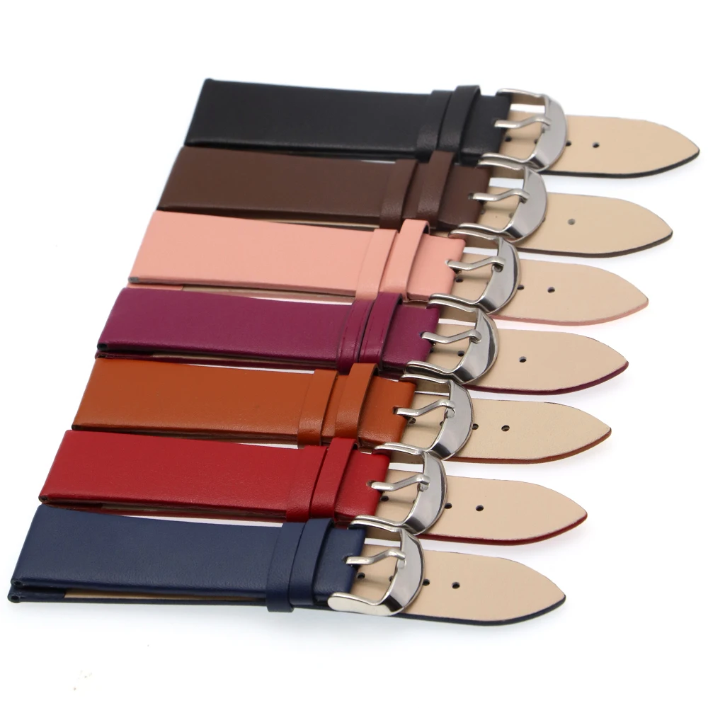 1PCS 12MM 14MM 16MM 18MM 20MM 22 MM Soft Grain Leather Watches Bracelet Watch Band Men and Women Straps