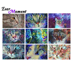 Ever Moment Diamond Painting Set Colorful Cat Picture Diamond Mosaic 5D DIY Full Square Round Needlework Kit ASF2296