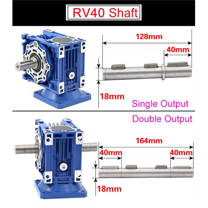 RV30 / RV40 Output Shaft Turbo Turbine Worm Gear Motor Speed Reducer Keyed Single / Double Output Shaft Axis RV Supporting Shaft