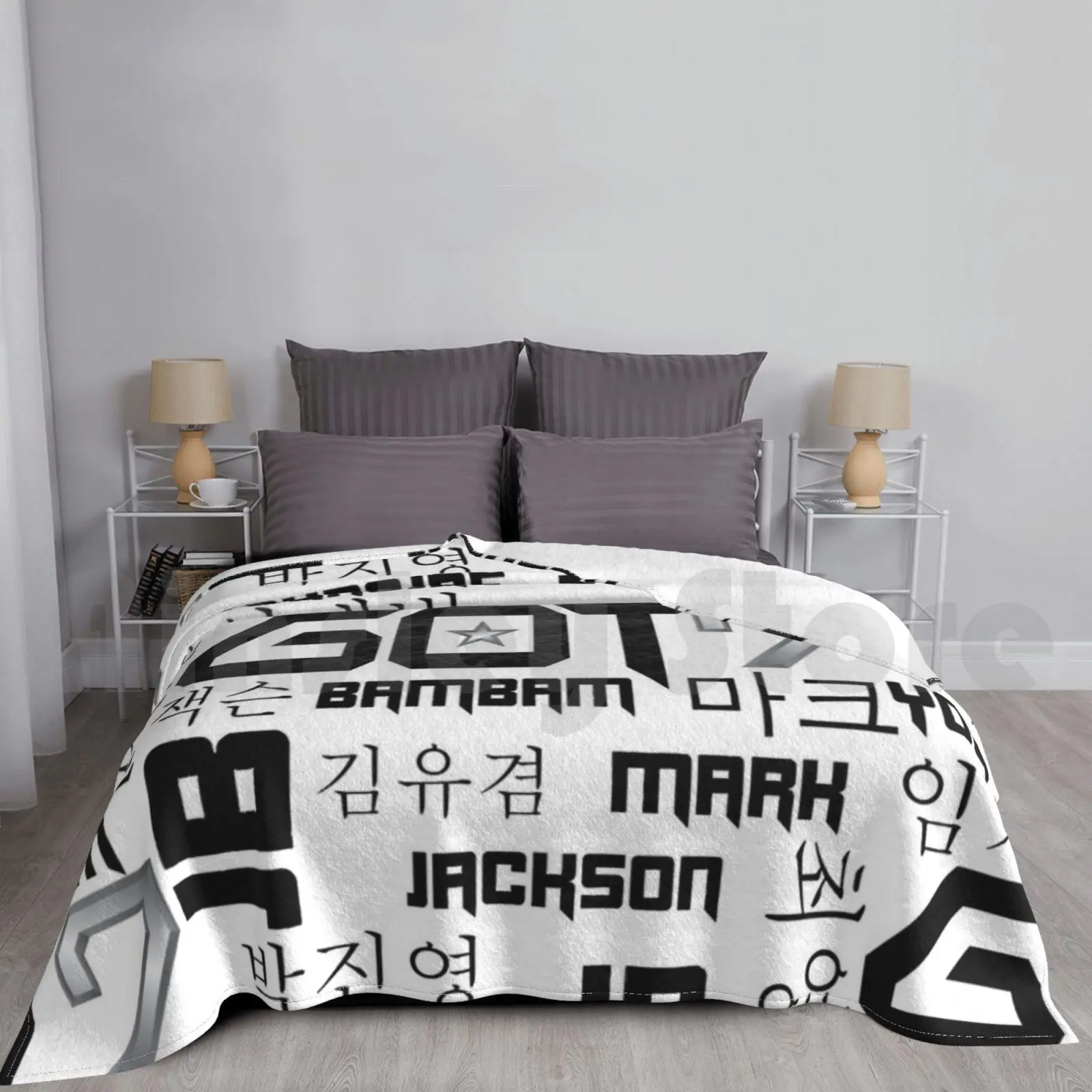 Got7 Blanket Fashion Custom Got7 Kpop Korean Pop Bambam Jackson Jr Mark Youngjae Yugyeom Jb Black White Got