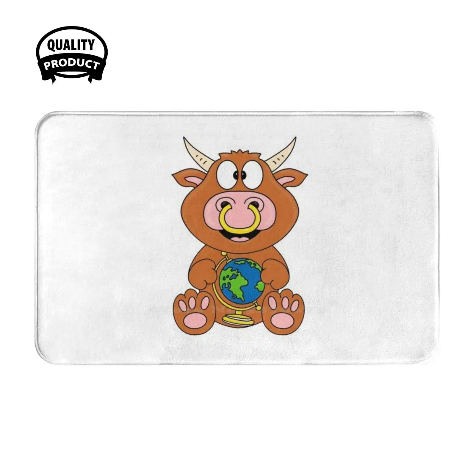 Lustige Kuh - Cow - Bulle - Stier - Welt - Erde - - Fun Soft Cushion Home Carpet Door Mat Car Rug Lustige Kuh Cow Bulle Stier