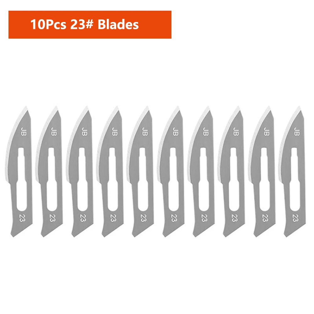 10 Stück Klingen Edelstahl Chirurgisches Skalpell 11 # 23 # Abnehmbare Aufbewahrungsbox mit Metallgriff für Pflanzenpfropfen, Schnitzen, DIY-Reparaturen – Detail 13