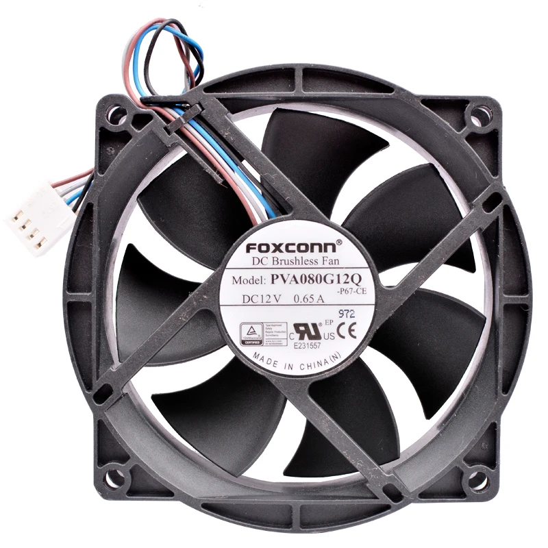 PVA080G12Q 8cm 8025 80mm fan 80x80x25mm DC12V 0.65A 4 lines chassis CPU gale cooling fan