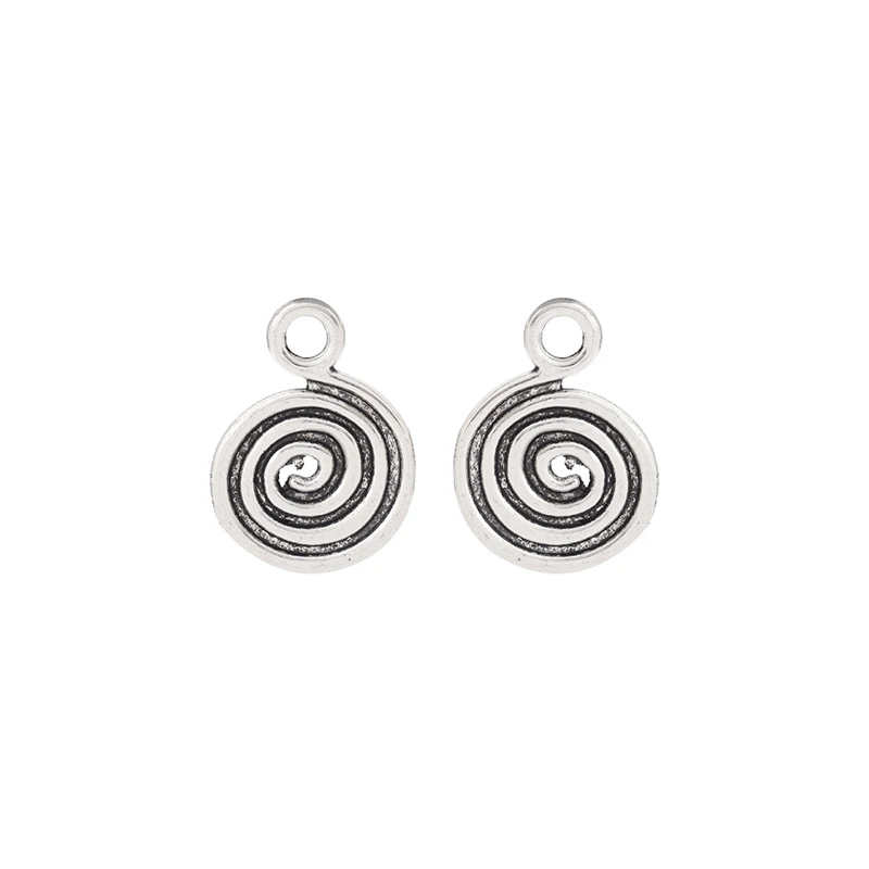 10 x Tibetan Silver 2 Sided Spiral Vortex Charms Pendants Bead for DIY Bracelet Jewelry Making Finding Accessories 18x13mm