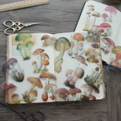 38 sztuk kolorowe naturalne dzikie w stylu grzybowym przezroczysta naklejka Scrapbooking DIY prezent etykieta do pakowania ozdoba prezent Tag