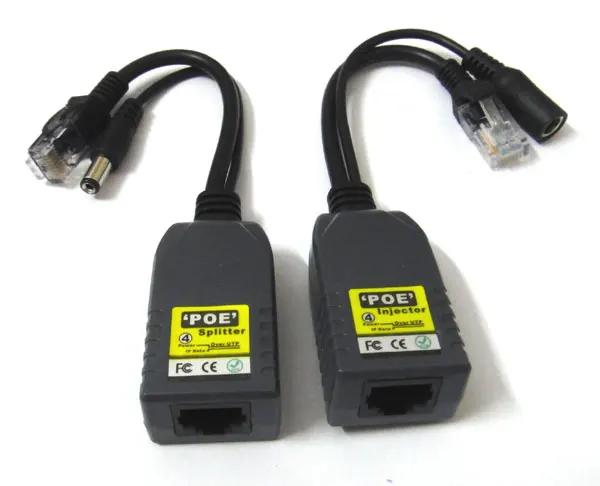 X2pcs jedna para CCTV DC Power RJ45 konwerter wideo Balun UTP Transceiver POE Splitter