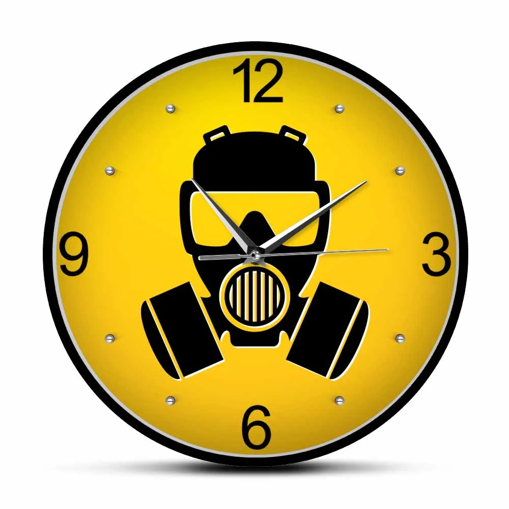 

USE GAS MASK Modern Design Hazardous Symbol Wall Clock Radioactive Wall Art Office Décor Clock Watch Toxic Warning Danger Sign