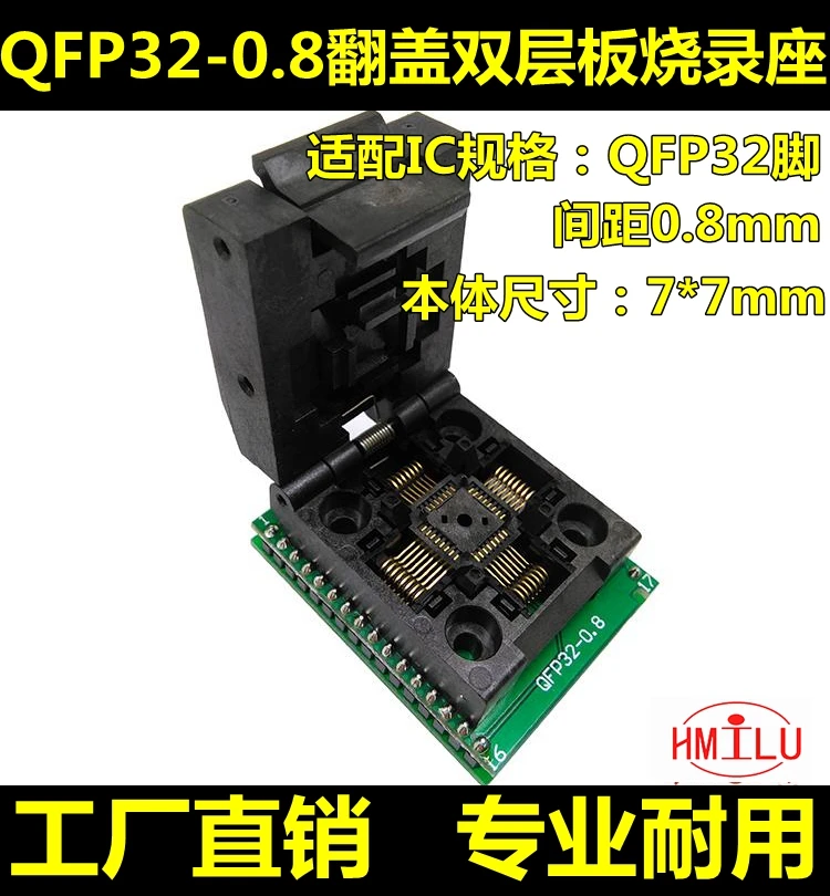 Qfp32-0.8-01 Chip Test Stand Atmega8a-au Qfp320.8 Spacing IC Socket Burning