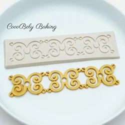 Flower Lace Craft Baroque Scroll Relief Silicone Mold Cake Decorating Tools Fondant Chocolate Candy Mold Cupcake Baking M884