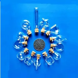100pcs Mini 1-2 ml Clear Glass Bottle Cork Stopper Small Drifting Wishing Bottles DIY Pendants
