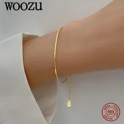 WOOZU 925 Sterling Silver Korean Glossy Snake Bone Chain Bracelets For Women Statement European Hip Hop Exquisite Jewelry Gift