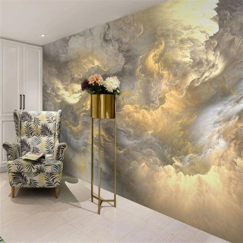 

beibehang Custom Photo 3D Murals Wallpapers room decoration Blue bronzing white clouds Background Mural Photo wall paper sticker