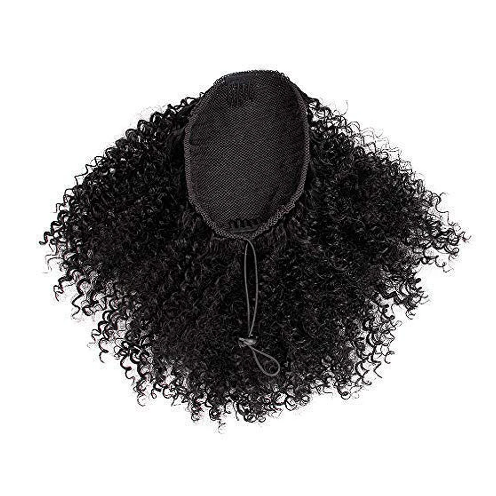 Afro Kinky Curly Synthetic Ponytail Puff  Ponytail Hair Extension Drawstring Short Afro Pony Tail Clip in on Hair Bun 12Inch