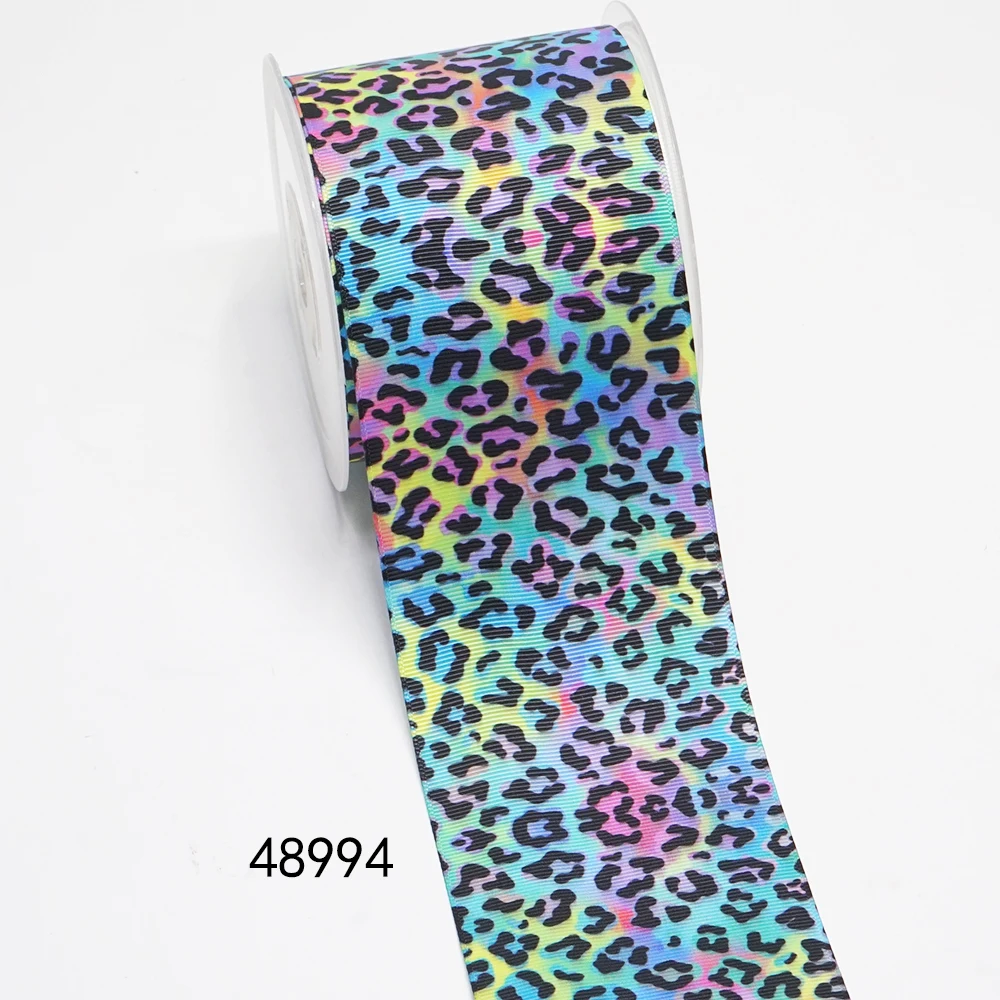 DIY Leopard Grain Printed Grosgrain Ribbon For Craft Supplies Sewing Accessories 5 Yards. 48994