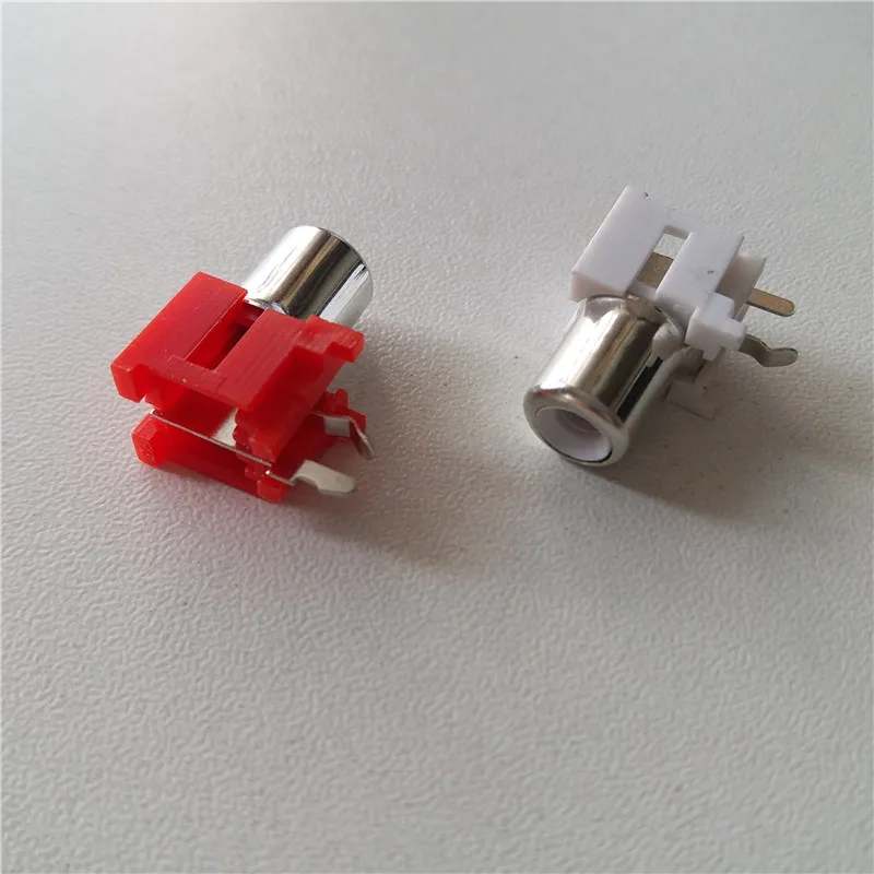 Lot de 100 prises RCA AV avec le noyau, 2 broches, rouge, jaune, blanc, audio-vidéo, PCB, soudage lotus seat