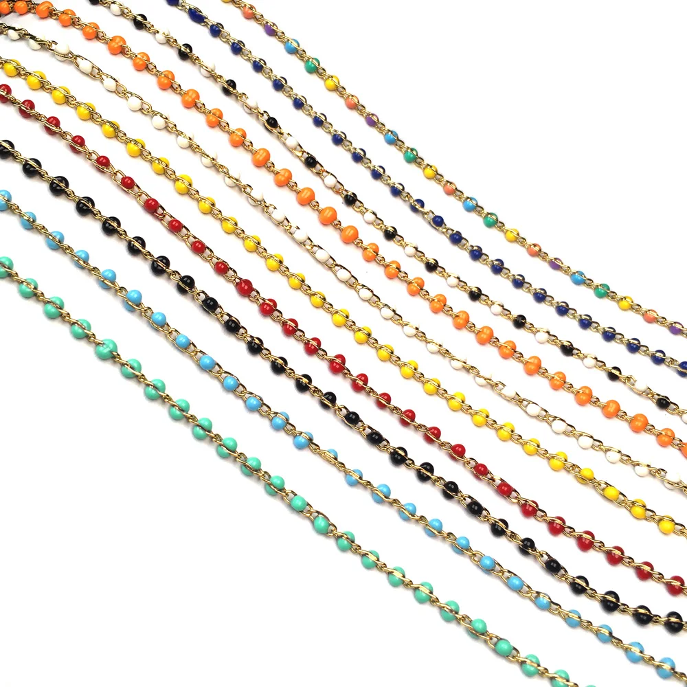 

1 Meter Handmade Gold Wire Wrapped Rosary Chain stone Beads Chains for Jewelry Making DIY Necklace Bracelet Anklet Accessories