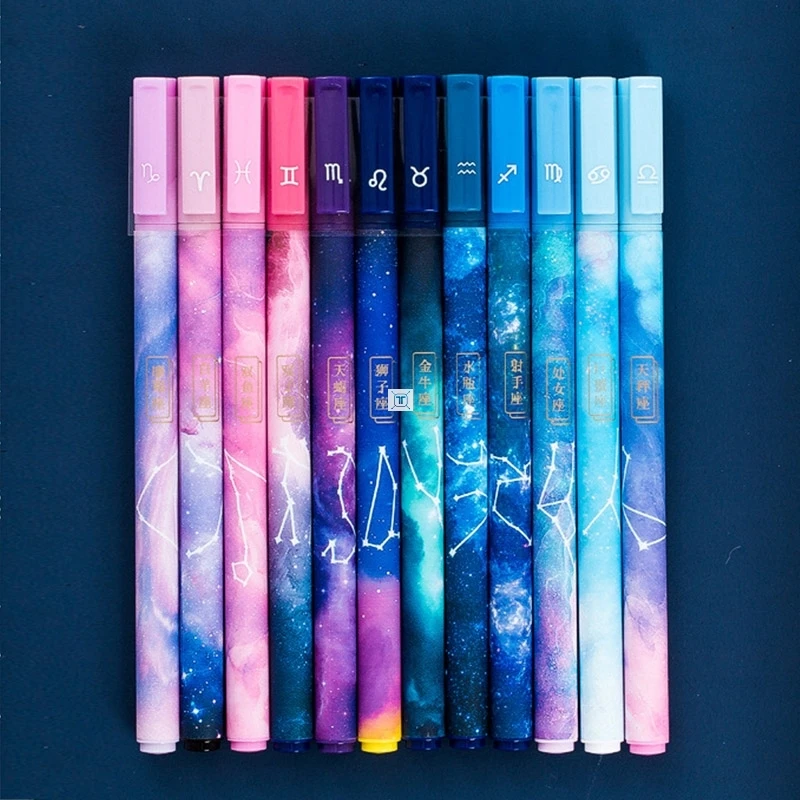 1-3pcs Constellation Gel Pen Novelty 0.5mm Starry Black Ink Pen for Girl Gift Student Stationery School Writing Office Supplies