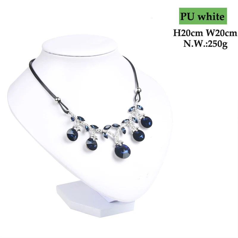 FashionModel Show Exhibitor 6 Options PU White Leather Jewelry Display Woman Necklaces Pendants Mannequin JewelryStand Organizer